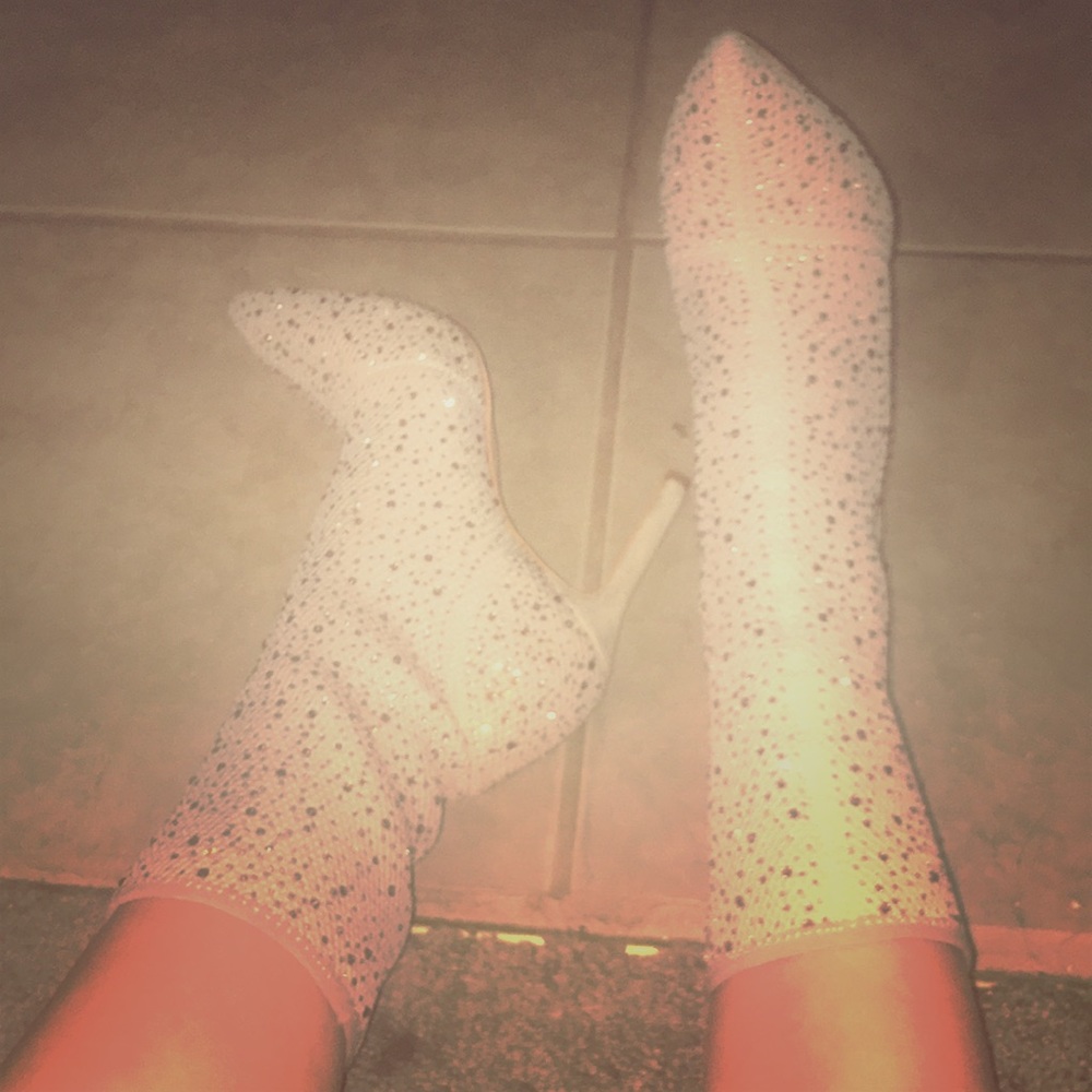 Tight cute rhinestone nude booties